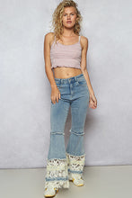 Load image into Gallery viewer, 5369- POL FLARE DENIM WITH LACE PATCH HEM
