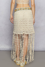 Load image into Gallery viewer, 5141- POL FRINGE CROCHET SKIRT-NATURAL
