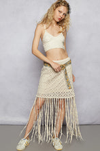 Load image into Gallery viewer, 5141- POL FRINGE CROCHET SKIRT-NATURAL
