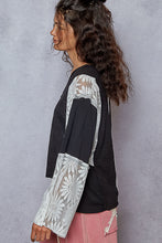 Load image into Gallery viewer, 5248- POL V NECK JERSEY W LACE-BLACK
