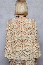 Load image into Gallery viewer, 5421- POL 3/4 SLEEVE CROCHET TOP-CREAM
