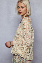Load image into Gallery viewer, 5421- POL 3/4 SLEEVE CROCHET TOP-CREAM
