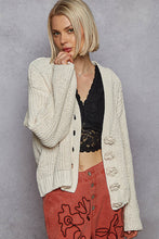 Load image into Gallery viewer, 5427- POL. V NECK CHENILLE CARDIGAN-CREAM
