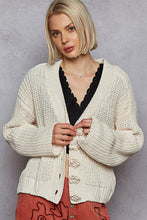 Load image into Gallery viewer, 5427- POL. V NECK CHENILLE CARDIGAN-CREAM
