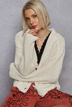 Load image into Gallery viewer, 5427- POL. V NECK CHENILLE CARDIGAN-CREAM
