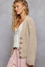 Load image into Gallery viewer, 5426- POL. V NECK CHENILLE CARDIGAN-LATTE
