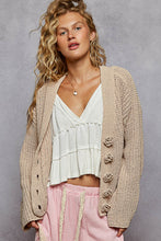 Load image into Gallery viewer, 5426- POL. V NECK CHENILLE CARDIGAN-LATTE
