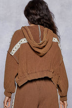 Load image into Gallery viewer, 5482- POL GAUZE ZIP JACKET WITH STUDS-CHOCOLATE
