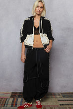 Load image into Gallery viewer, 5310- POL- BALLOON SLEEVE HOODIE JACKET-BLACK
