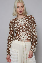 Load image into Gallery viewer, 5420- POL BROWN CROCHET TOP
