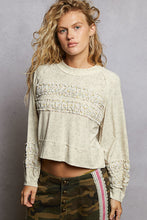 Load image into Gallery viewer, 5478- POL ROUND NECK JERSEY WITH SHIRRING-OATMEAL

