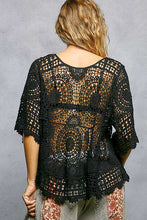 Load image into Gallery viewer, 6278- POL VNECK WITH BEADINGS CROCHET TOP-BLACK
