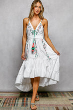 Load image into Gallery viewer, 6284- POL WHITE EMBROIDERED HIGH LOW DRESS
