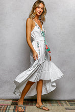Load image into Gallery viewer, 6284- POL WHITE EMBROIDERED HIGH LOW DRESS
