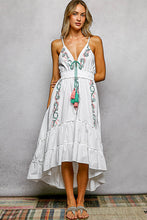 Load image into Gallery viewer, 6284- POL WHITE EMBROIDERED HIGH LOW DRESS
