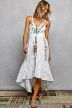 Load image into Gallery viewer, 6284- POL WHITE EMBROIDERED HIGH LOW DRESS
