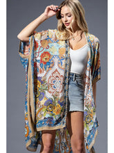 Load image into Gallery viewer, 6497-Gold Blue Mandala Viscose Kimono
