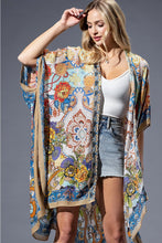 Load image into Gallery viewer, 6497-Gold Blue Mandala Viscose Kimono
