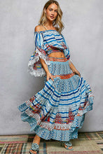 Load image into Gallery viewer, 6285- POL TWO PIECE OFF SHOUDER TOP WITH MAXI SKIRT
