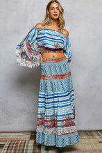 Load image into Gallery viewer, 6285- POL TWO PIECE OFF SHOUDER TOP WITH MAXI SKIRT
