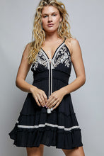 Load image into Gallery viewer, 6283- POL BLACK EMBROIDERED DRESS
