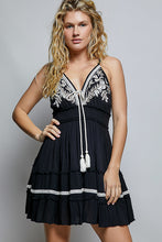 Load image into Gallery viewer, 6283- POL BLACK EMBROIDERED DRESS
