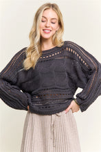 Load image into Gallery viewer, 5776-CROCHETED Open-Knit Pullover Sweater-GREY
