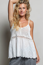 Load image into Gallery viewer, 6280- POL EYELIT RUFFLE TANK-WHITE
