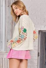 Load image into Gallery viewer, 5409-Multicolor Sleeve Knit Top-IVORY
