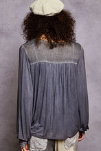 Load image into Gallery viewer, 5796- POL Floral Lace Crochet V-Neck Top-CHARCOAL
