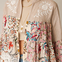 Load image into Gallery viewer, 5949-Boho Floral Embroidered  Lace Trim Shrug
