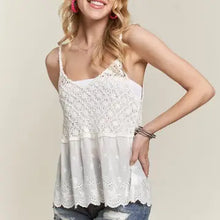Load image into Gallery viewer, 6261- Crochet V Neck Tank Top -WHITE
