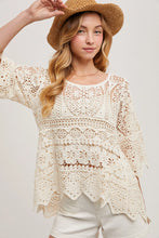 Load image into Gallery viewer, 6349- Sheer Crochet Top with No Lining-NATURAL
