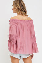 Load image into Gallery viewer, 4200-Off Shoulder Tiered Bell Sleeve-ROSE
