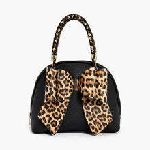 Load image into Gallery viewer, 6471- Leopard Top Handle Bow Bag
