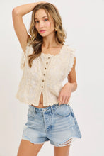 Load image into Gallery viewer, 6030-Cotton Gauze Floral Embroidery Crochet Boho Top
