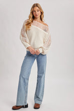 Load image into Gallery viewer, 6711- Boat Neck Lace Trimmed Knit Sweater -ECRU
