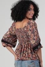 Load image into Gallery viewer, 5446-V Neck Twist Front Half Sleeve Printed Blouse
