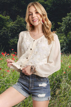 Load image into Gallery viewer, 5168-Embroidered Woven LS Blouse-NATUIRAL
