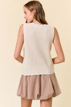 Load image into Gallery viewer, 5195-Round Neck Beach Sweater Tank Top - OFF WHITE
