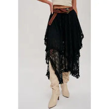 Load image into Gallery viewer, 6316- Lace Tier Midi Skirt-BLACK
