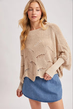 Load image into Gallery viewer, 6362- Poncho Style Dolman Sleeved Open Knit Sweater-OATMEAL
