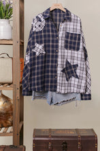 Load image into Gallery viewer, 5344-Color Block Plaid Shirt with Patch Detail
