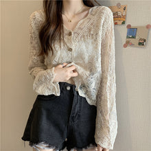 Load image into Gallery viewer, 5384-Women&#39;s Lace Sheer Cardigan Shrug-BEIGE
