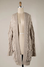 Load image into Gallery viewer, 4895-CABLE KNIT CHENILLE CARDIGAN WITH POCKETS-NUDE
