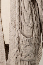 Load image into Gallery viewer, 4895-CABLE KNIT CHENILLE CARDIGAN WITH POCKETS-NUDE
