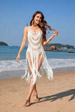 Load image into Gallery viewer, 6056- Mesh Crochet Tassel Coverup- WHITE
