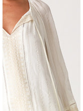 Load image into Gallery viewer, 5045-Metallic Pinstripe Long Sleeve Peasant Blouse-NATURAL
