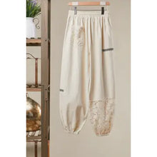 Load image into Gallery viewer, 6188- Lace Accents Patchwork Crochet Jogger Pants
