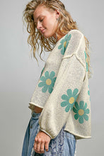Load image into Gallery viewer, 6020- POL Balloon Sleeve Floral Print Thin Sweater -IVORY
